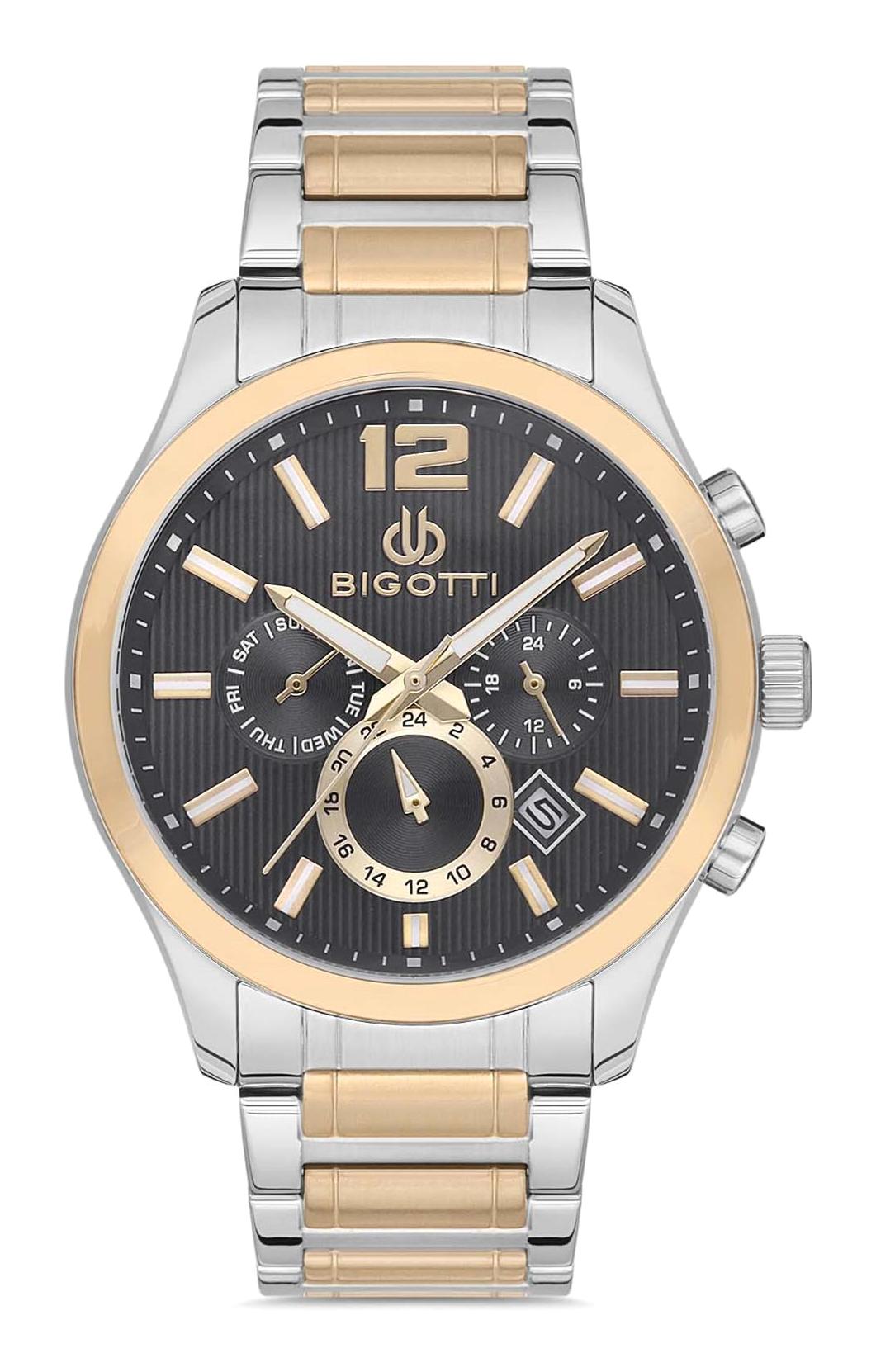 Bigotti BG.1.10166.6 Takvimli 43 mm Altın-Çelik Kordon Analog Erkek Kol Saati