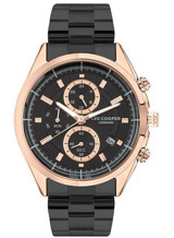 Lee Cooper LC07399.450 Takvimli 44 mm Siyah Çelik Kordon Analog Erkek Kol Saati
