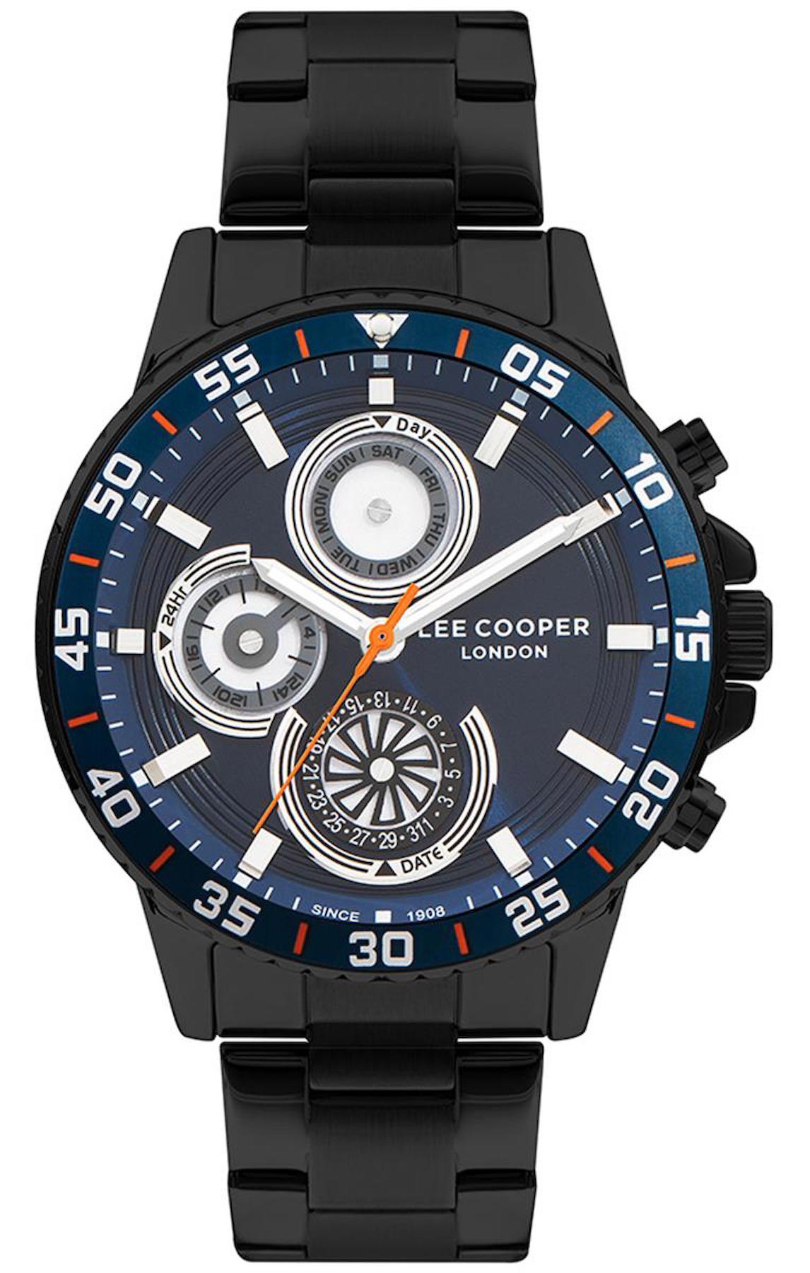 Lee Cooper LC07636.690 Takvimli Siyah Metal Kordon Analog Erkek Kol Saati
