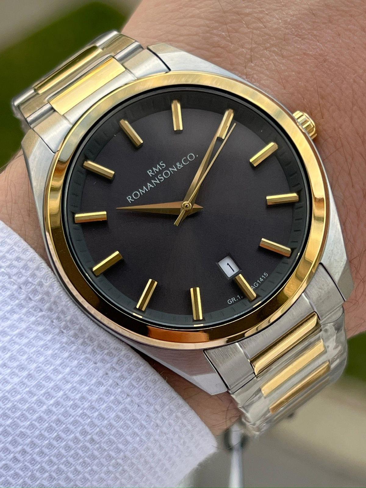 Romanson AG1415.08 Takvimli 44 mm Altın-Çelik Kordon Analog Erkek Kol Saati