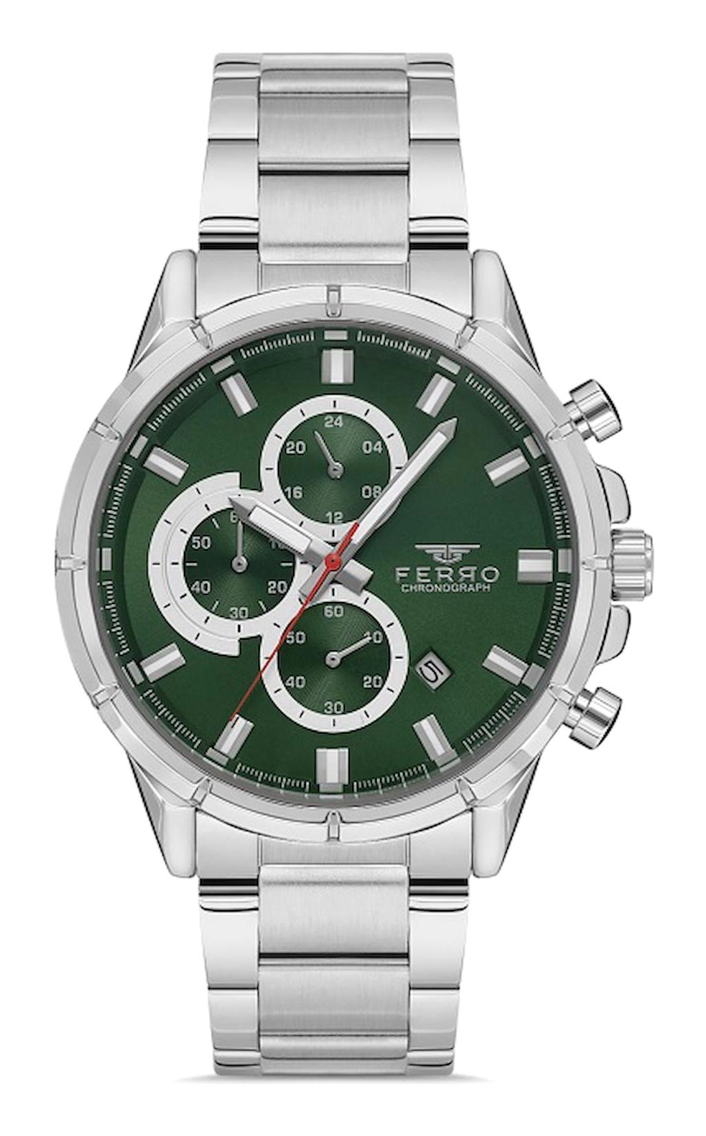 Ferro FM31461A-A6 Takvimli 44 mm Metal Kordon Analog Erkek Kol Saati
