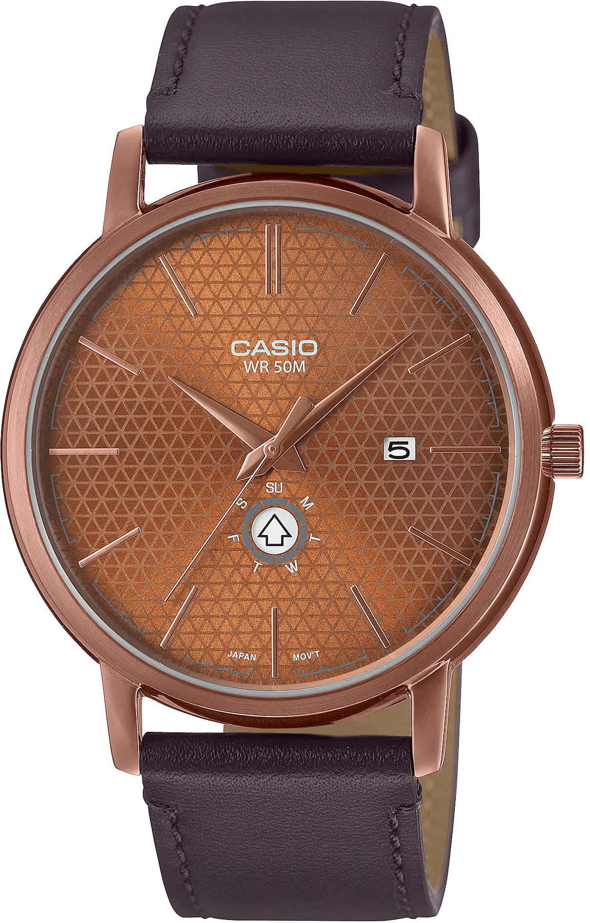 Casio MTP-B125RL-5A Takvimli 41 mm Kahverengi Deri Kordon Analog Kol Saati