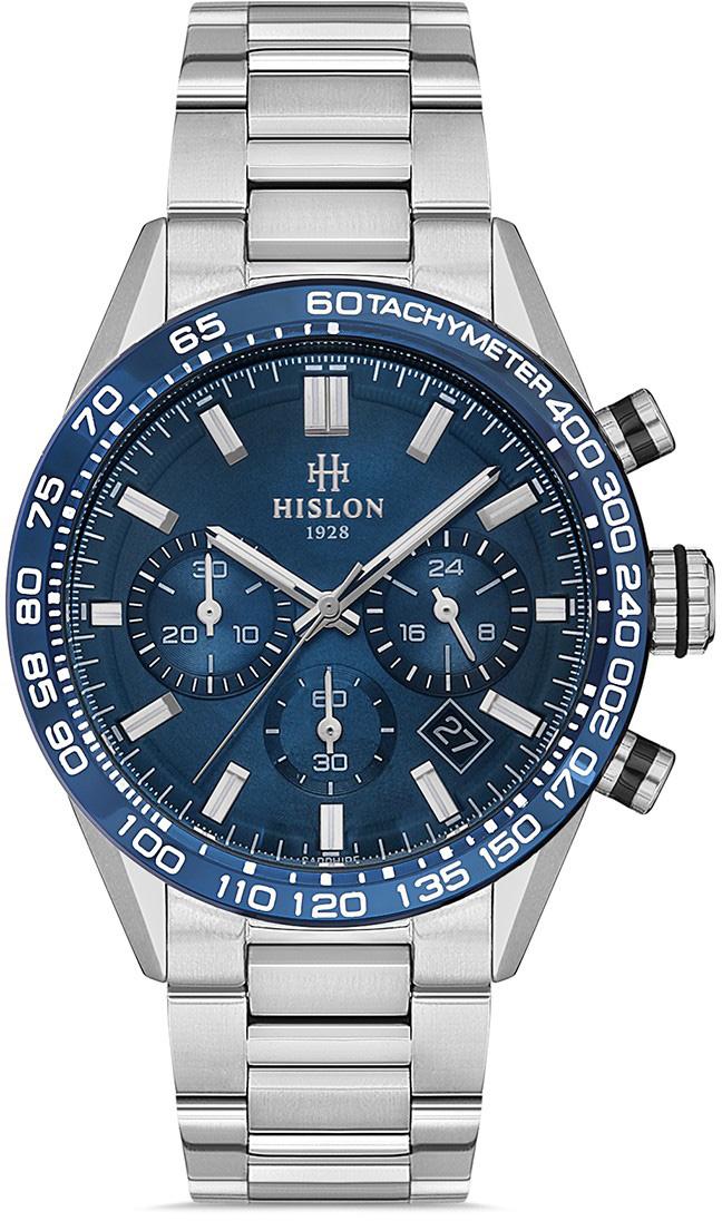 Hislon MS107T-11SS Pusulalı Takvimli 44 mm Çelik Kordon Analog Erkek Kol Saati