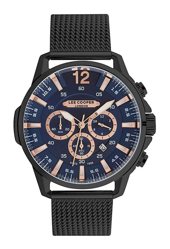 Lee Cooper LC07107.690 Takvimli 46-50 mm Siyah Çelik Kordon Analog Erkek Kol Saati