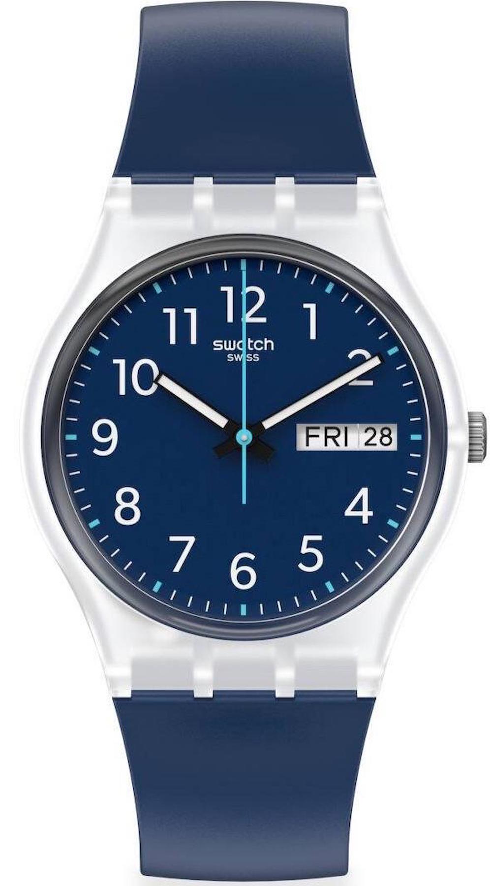 Swatch GE725 Takvimli 44 mm Lacivert Silikon Kordon Analog Erkek Kol Saati