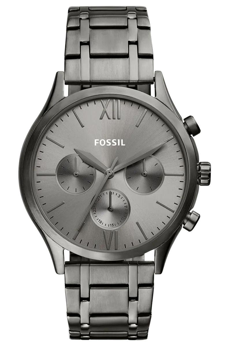 Fossil FBQ2812 Takvimli 44 mm Füme Çelik Kordon Analog Erkek Kol Saati