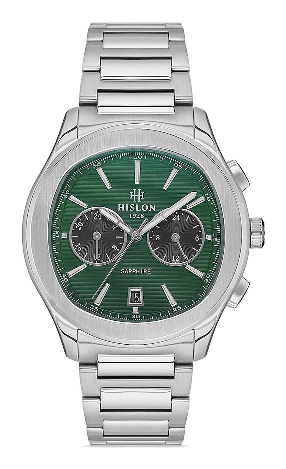 Hislon DT148S-15SS Pusulalı Takvimli 43 mm Çelik Kordon Analog Erkek Kol Saati