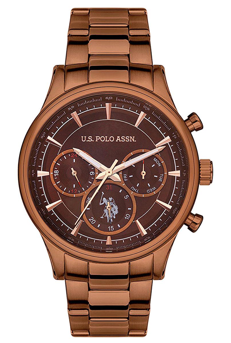U.S. Polo Assn USPA1010-12 Takvimli 45 mm Kahverengi Çelik Kordon Analog Erkek Kol Saati