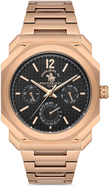 Santa Barbara Polo & Racquet Club SB.1.10275.5 Takvimli 44 mm Rose Gold Çelik Kordon Analog Kol Saati