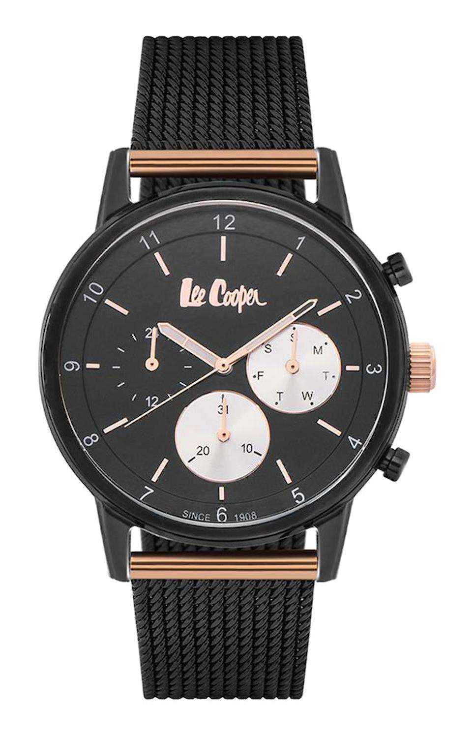 Lee Cooper LC06884.650 Takvimli Siyah Çelik Kordon Analog Erkek Kol Saati