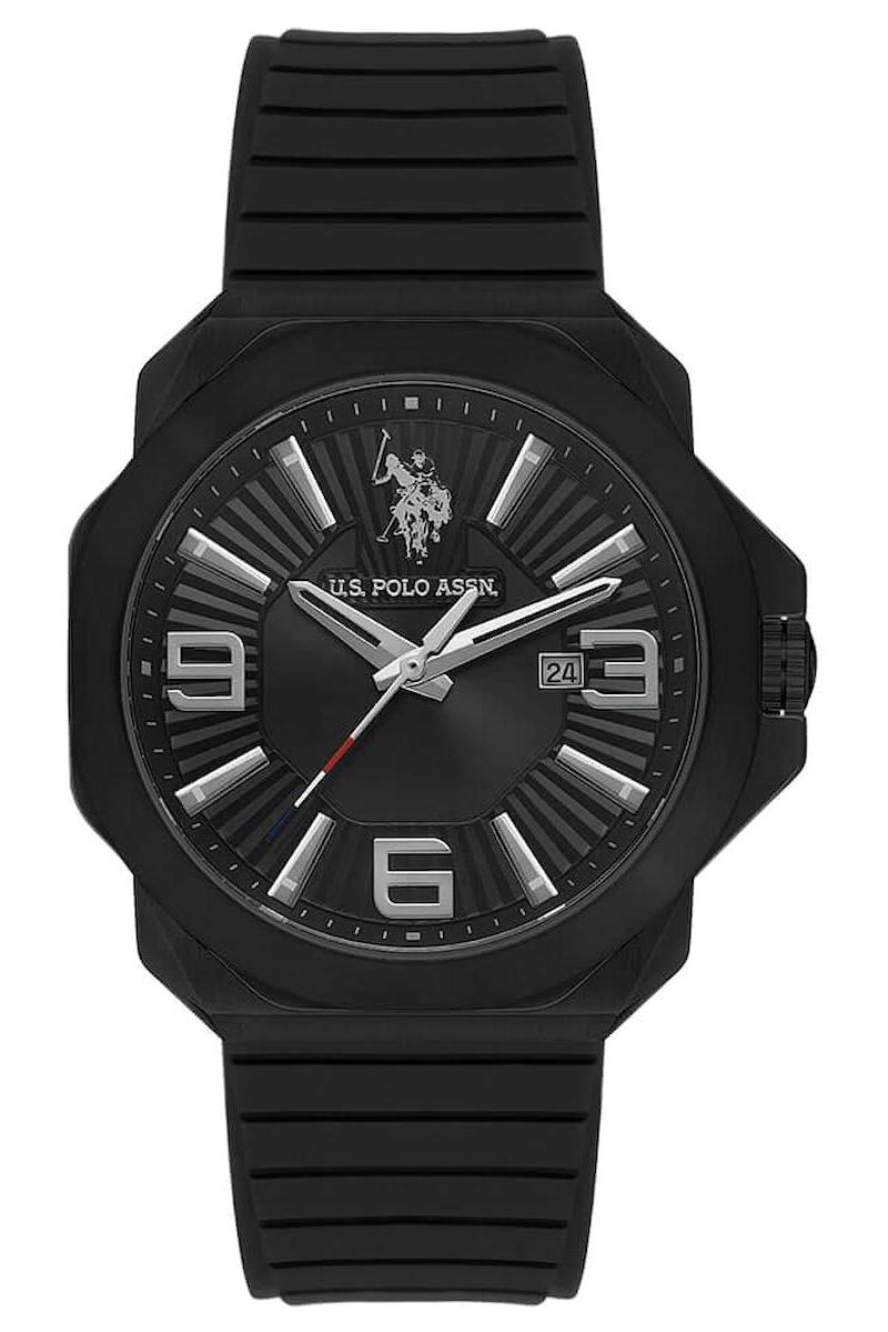 U.S. Polo Assn USPA1065-05 Takvimli 43 mm Siyah Silikon Kordon Analog Erkek Kol Saati