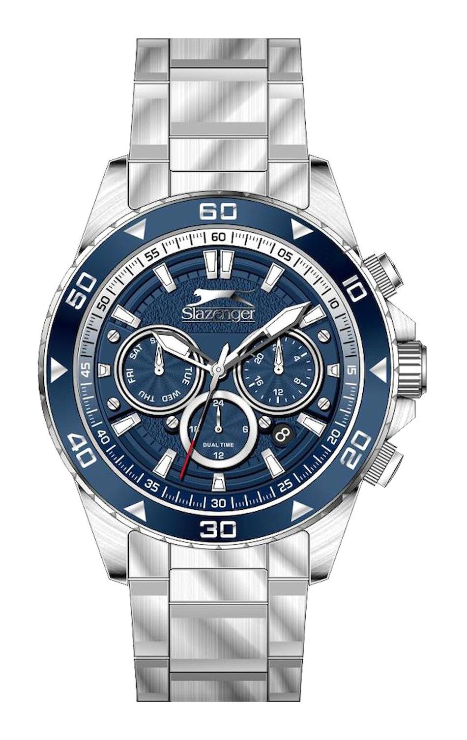 Slazenger SL.09.2329.2.02 Takvimli 44 mm Çelik Kordon Analog Erkek Kol Saati