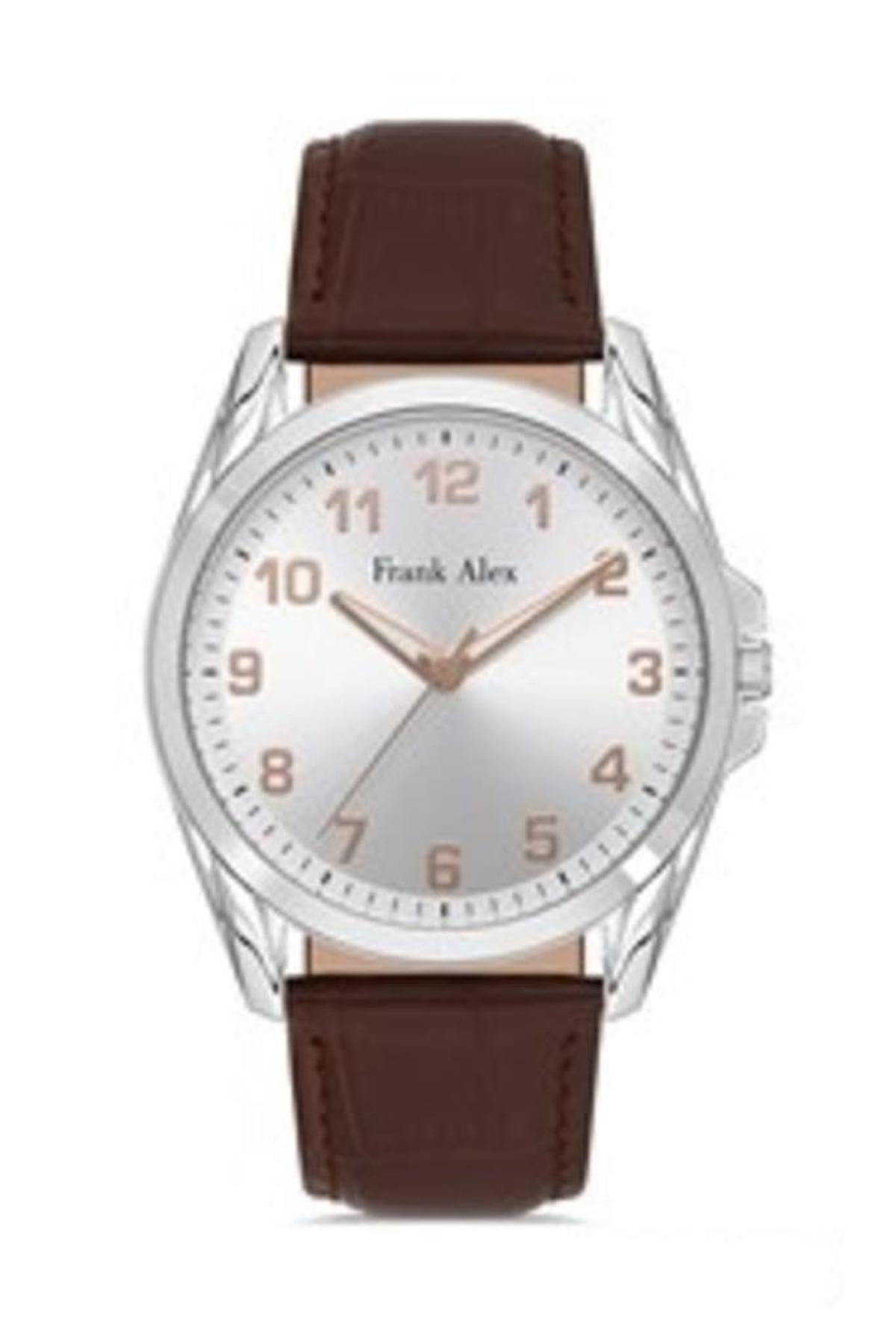 Frank Alex FA.1223 42 mm Kahverengi Deri Kordon Analog Erkek Kol Saati