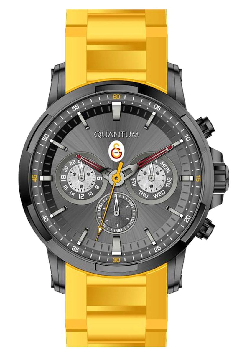 Quantum G877.064 Takvimli 44 mm Sarı Silikon Kordon Analog Erkek Kol Saati