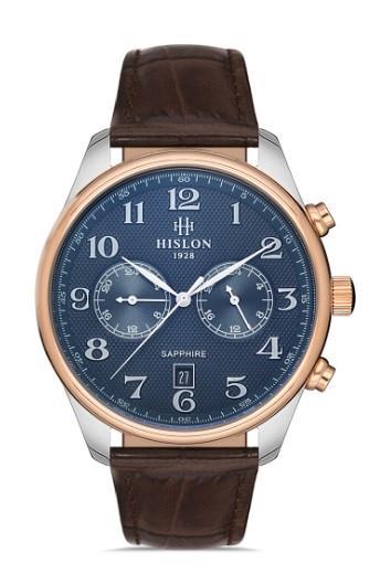Hislon DT113T-11KR Pusulalı Takvimli 44 mm Kahverengi Çelik Kordon Analog Erkek Kol Saati