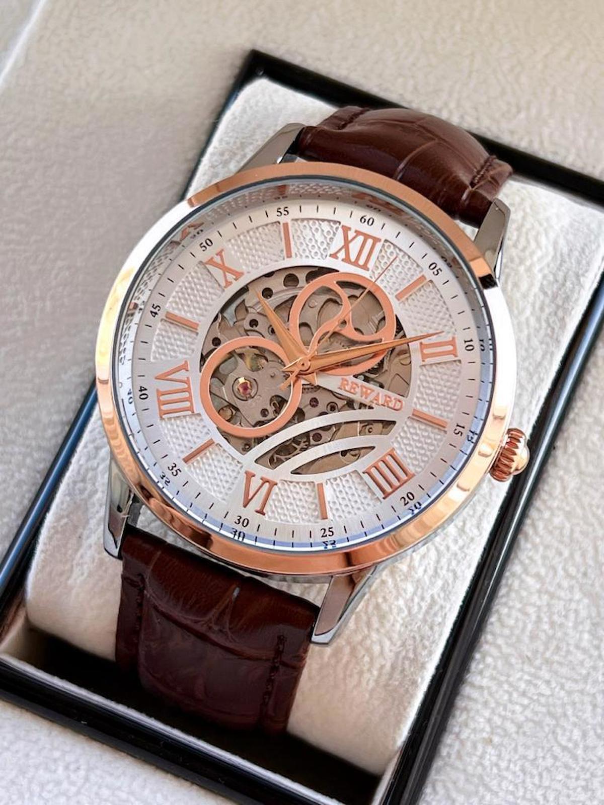 Reward RWD.37 44 mm Kahverengi Deri Kordon Analog Erkek Kol Saati
