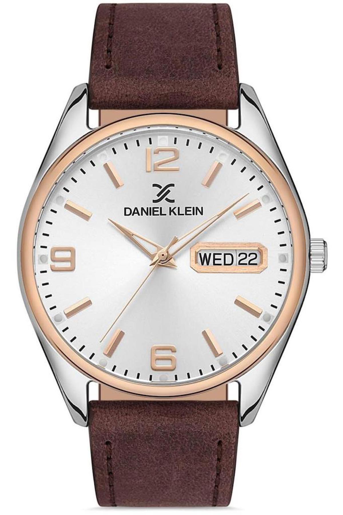 Daniel Klein DKE.1.10057-2 Takvimli 42 mm Kahverengi Deri Kordon Analog Erkek Kol Saati