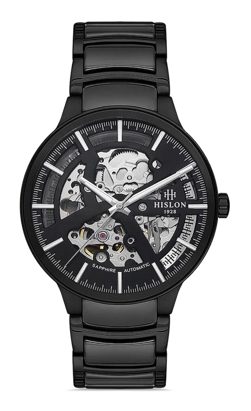 Hislon SD110B-16SS 42 mm Siyah Çelik Kordon Analog Erkek Kol Saati