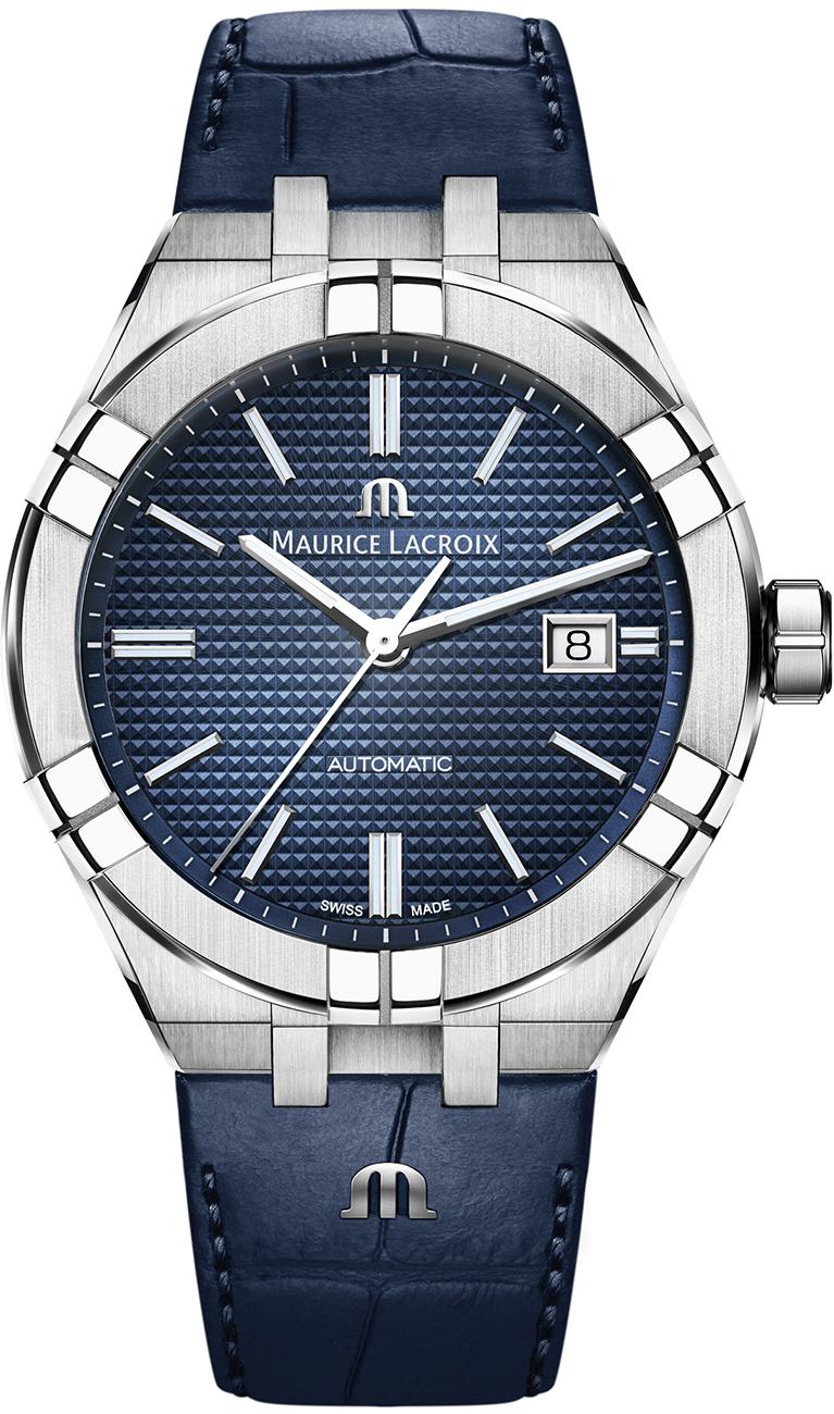 Maurice Lacroix AI6008-SS001-430-1 Takvimli 42 mm Lacivert Deri Kordon Analog Kol Saati