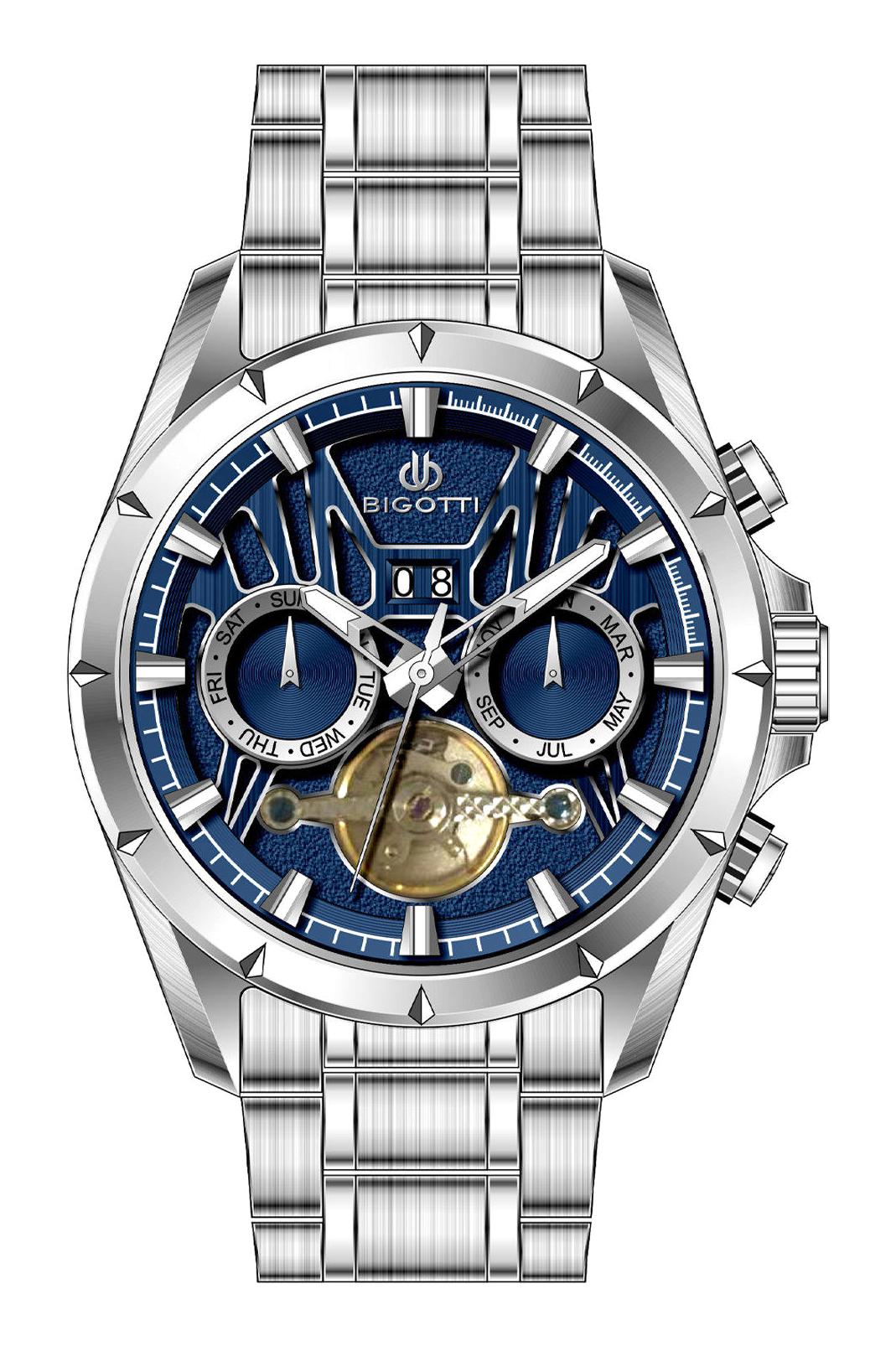 Bigotti BG.1.10597-3 Takvimli 43 mm Çelik Kordon Analog Erkek Kol Saati