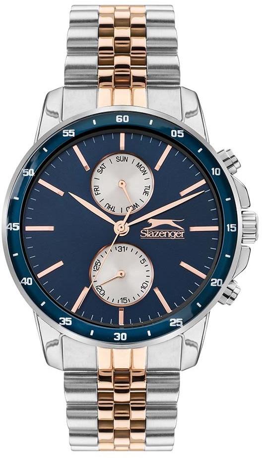 Slazenger SL.09.1989.2.01 Takvimli 44 mm Gri-Rose Gold Çelik Kordon Analog Erkek Kol Saati