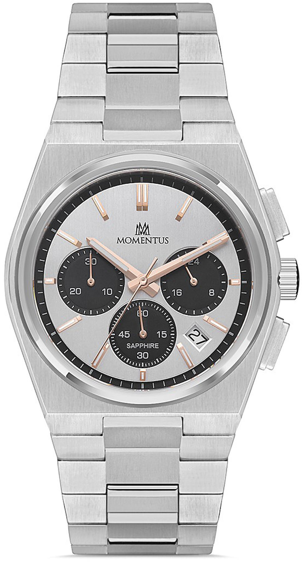 Momentum TM345S-02SR Takvimli 43 mm Çelik Kordon Analog Erkek Kol Saati