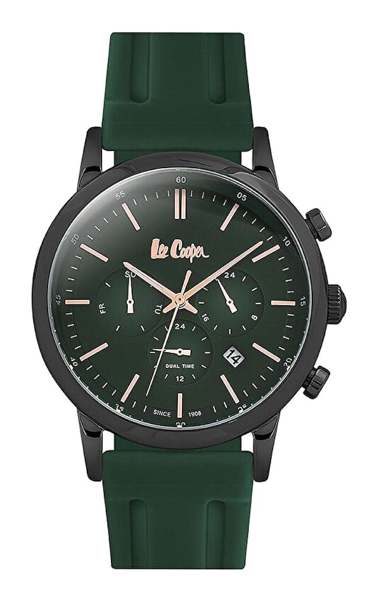 Lee Cooper LC06545.075 Takvimli 44 mm Yeşil Silikon Kordon Analog Erkek Kol Saati