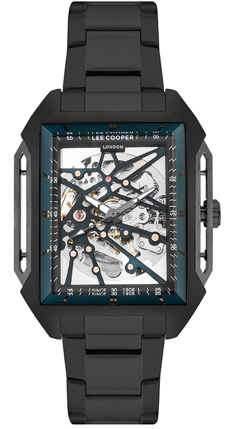 Lee Cooper LC07901.070 Takvimli Siyah Metal Kordon Analog Erkek Kol Saati
