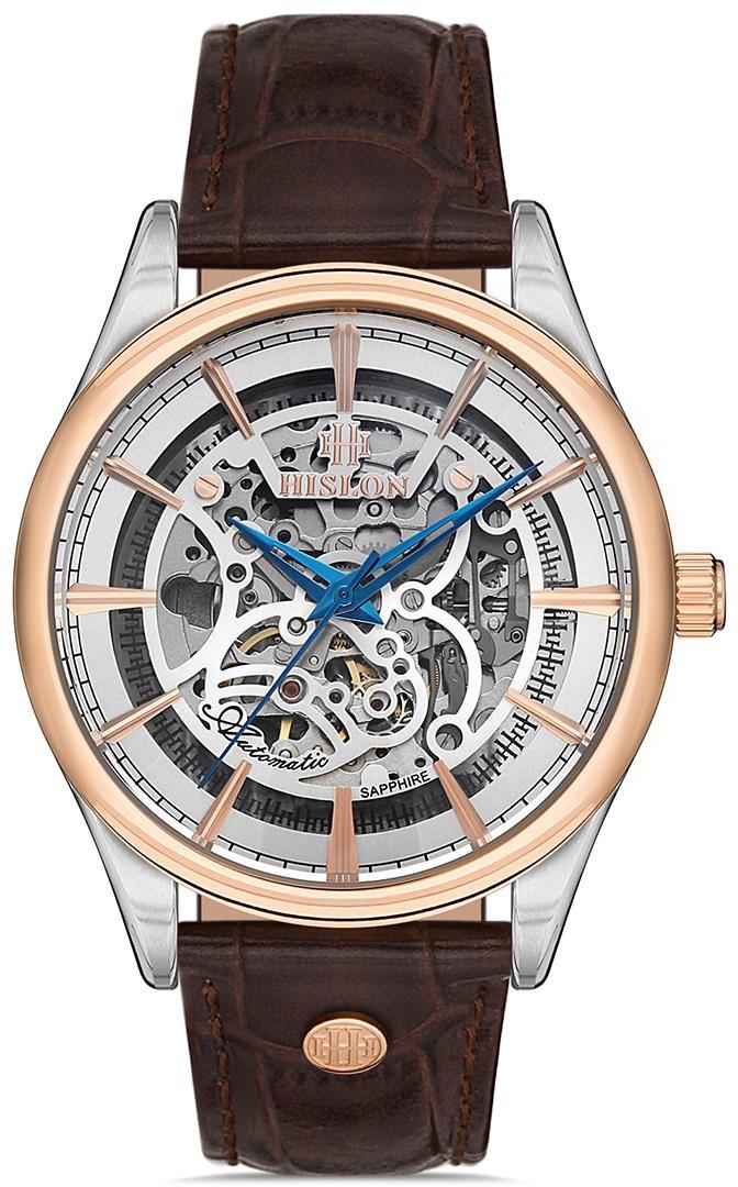 Hislon SD101T-17KR 44 mm Kahverengi Deri Kordon Analog Kol Saati