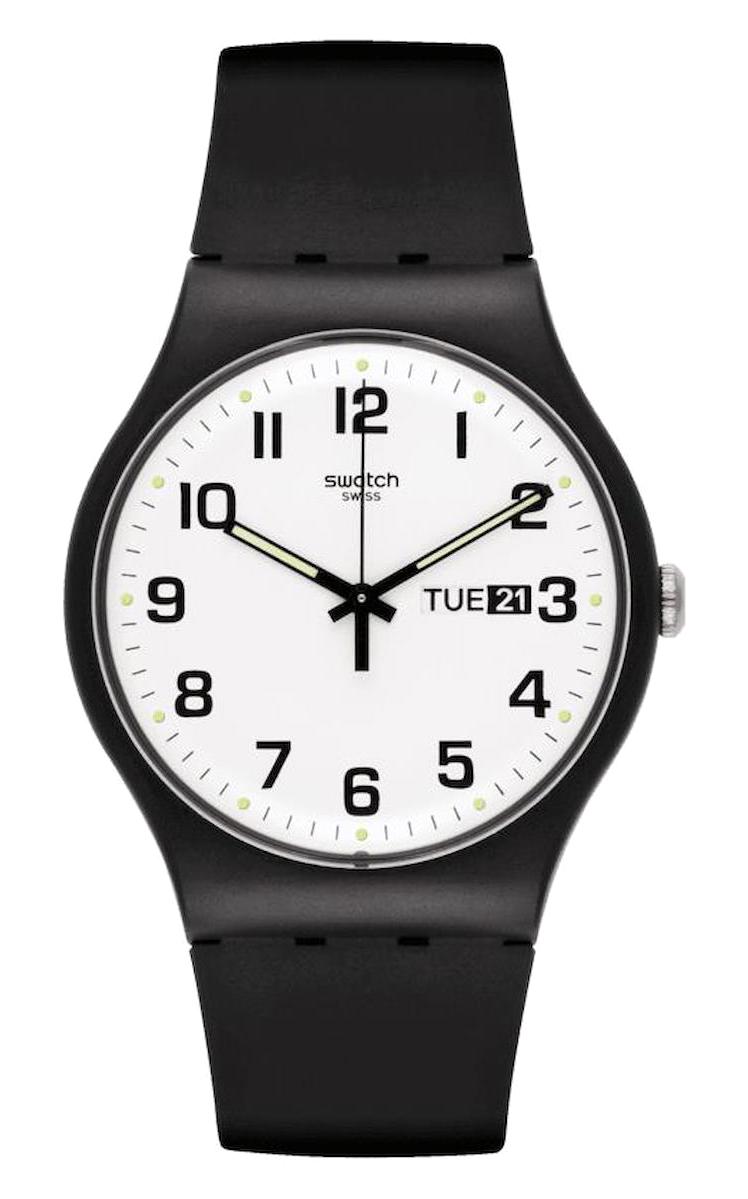 Swatch SO29B703 Takvimli 44 mm Siyah Silikon Kordon Analog Erkek Kol Saati