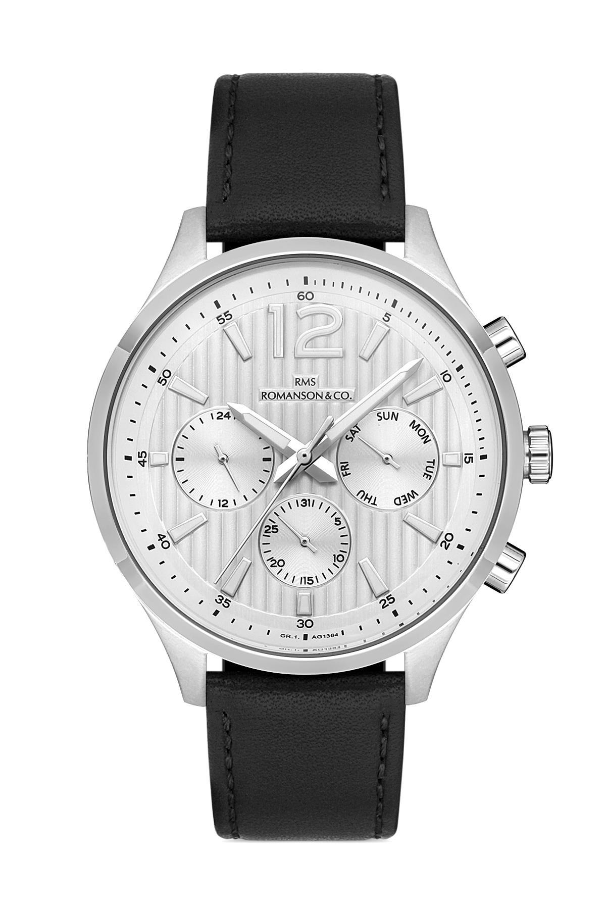 Grand Romanson GR.1.AG1364.01 Takvimli 43 mm Siyah Deri Kordon Analog Kol Saati