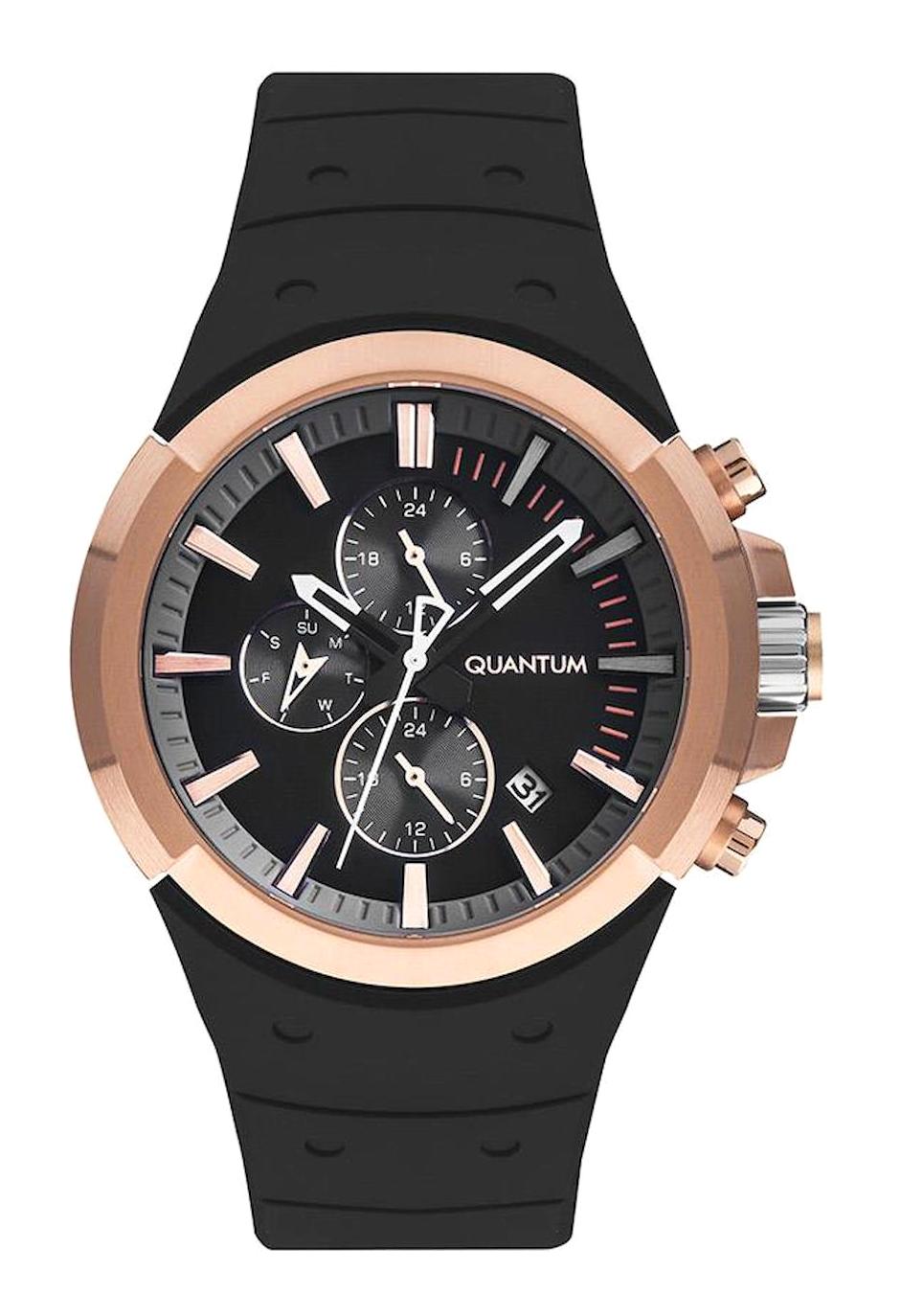 Quantum PWG1004.451 Takvimli Gri Silikon Kordon Analog Erkek Kol Saati