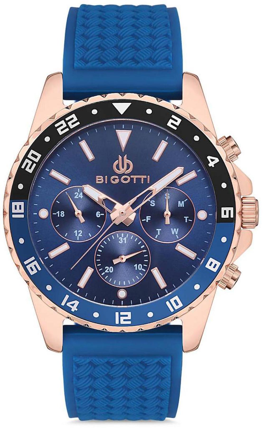 Bigotti BG.1.10144.6 Takvimli 44 mm Lacivert Silikon Kordon Analog Erkek Kol Saati