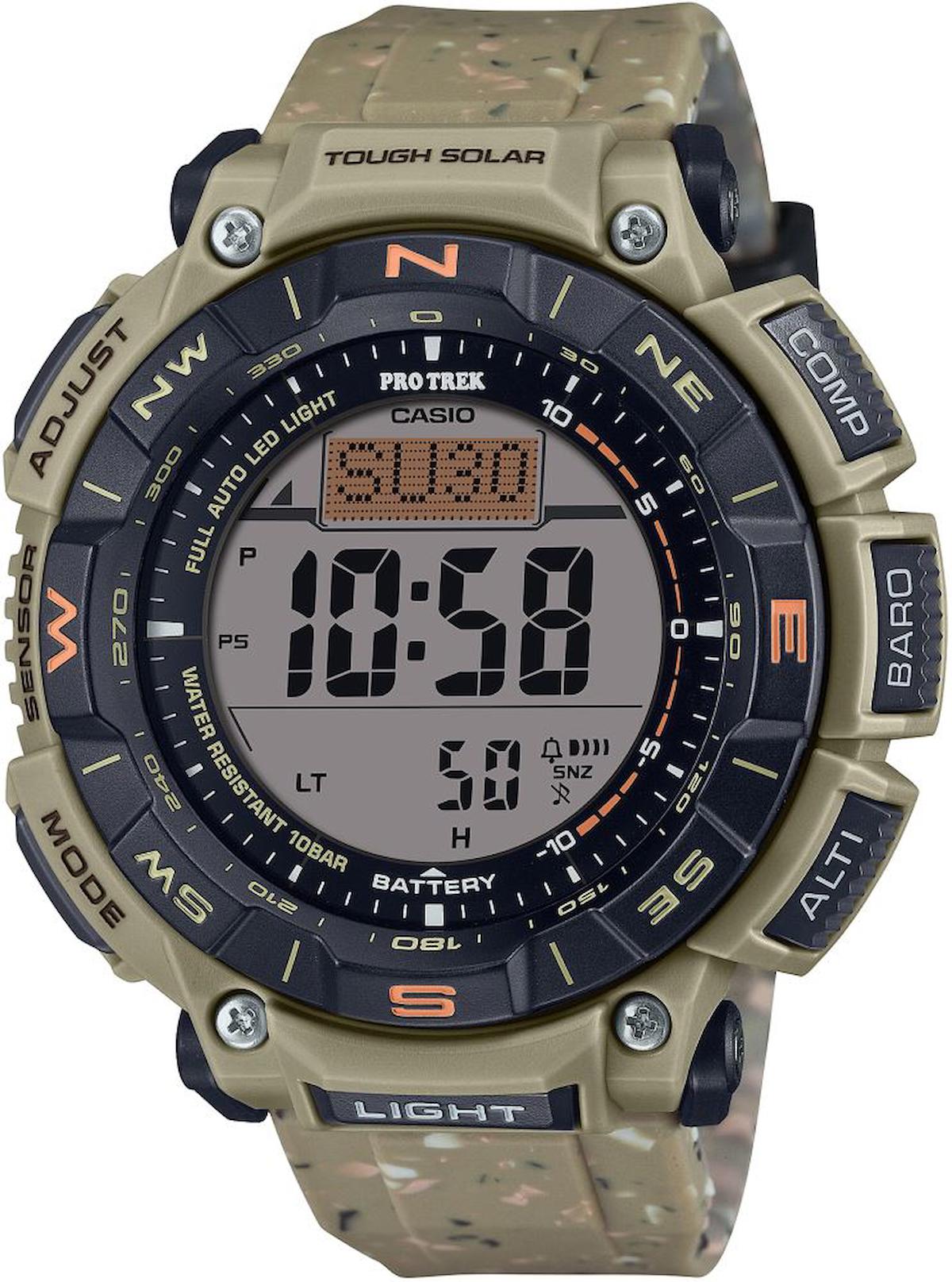 Casio PRG-340SC-5DR Takvimli Bej Plastik Kordon Dijital Erkek Kol Saati
