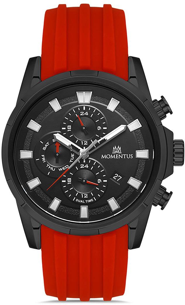 Momentus CC301B-04KS Takvimli 45 mm Kırmızı Silikon Kordon Analog Erkek Kol Saati