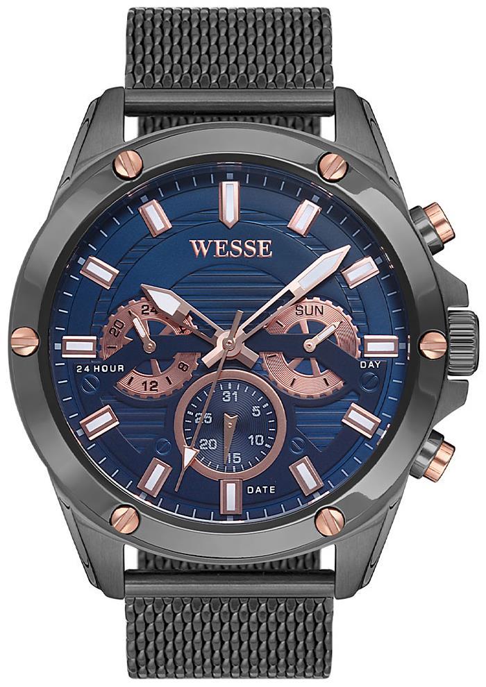 Wesse WWG203501 Pusulalı Takvimli 46 mm Füme Çelik Kordon Analog Erkek Kol Saati