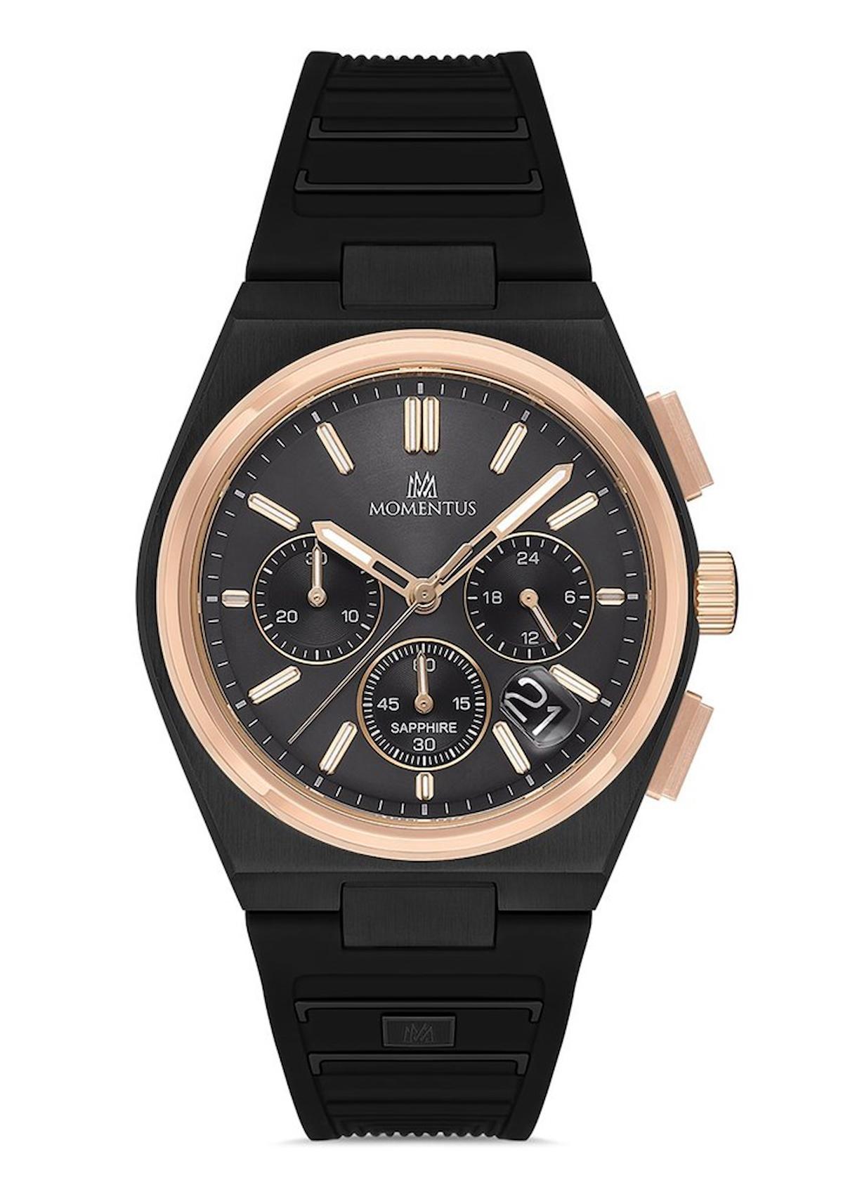 Momentus TM345B-04BR Takvimli 43 mm Siyah Plastik Kordon Analog Erkek Kol Saati