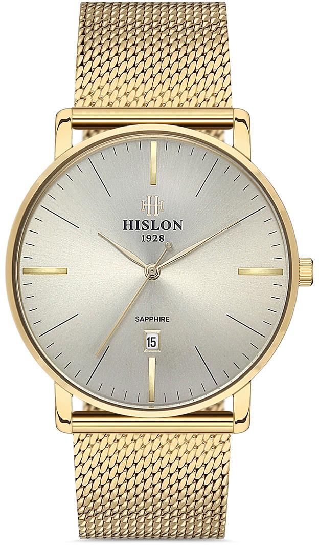 Hislon CL124G-08SG Takvimli 40 mm Altın Çelik Kordon Analog Kol Saati