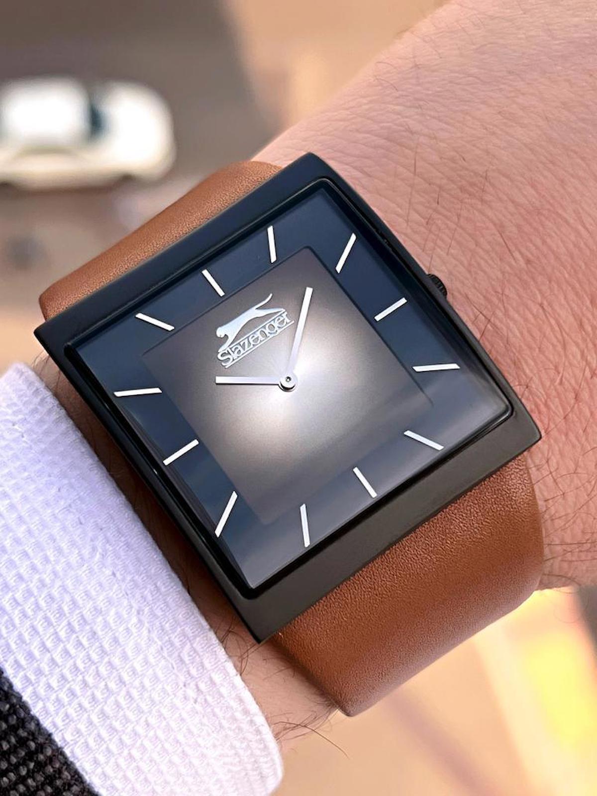 Slazenger SL.09.2210.1.01 46-50 mm Kahverengi Deri Kordon Analog Erkek Kol Saati