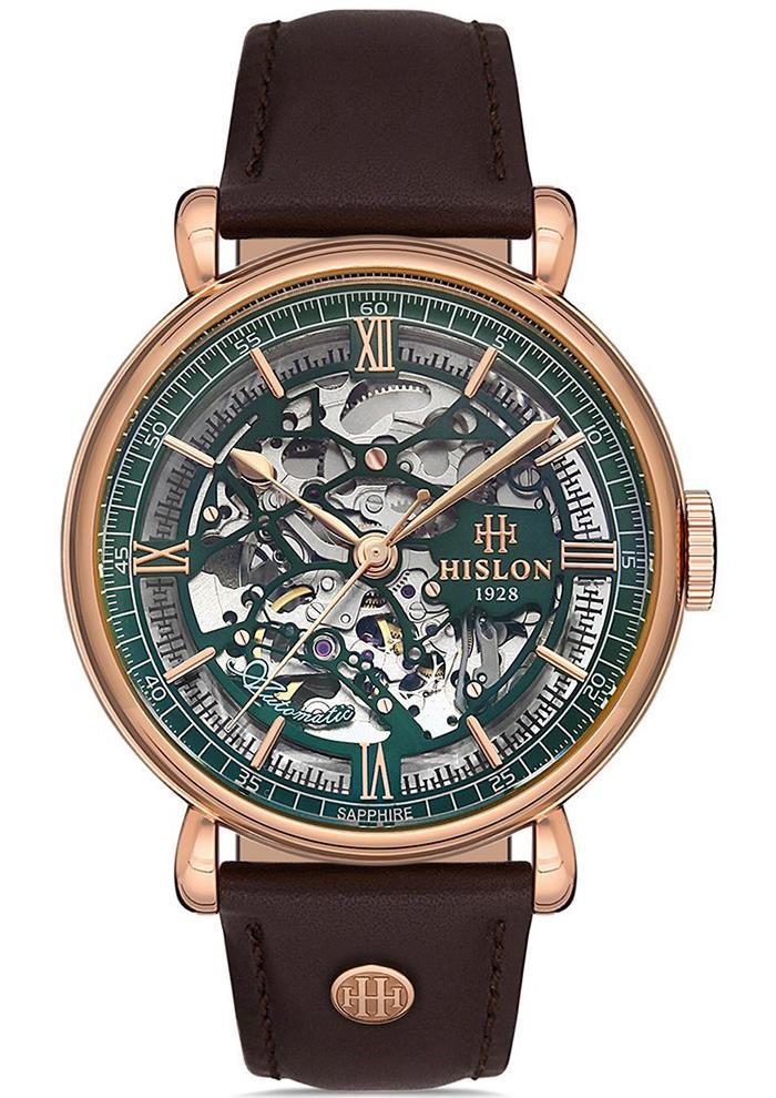 Hislon SD100R-17KR 44 mm Kahverengi Deri Kordon Analog Erkek Kol Saati