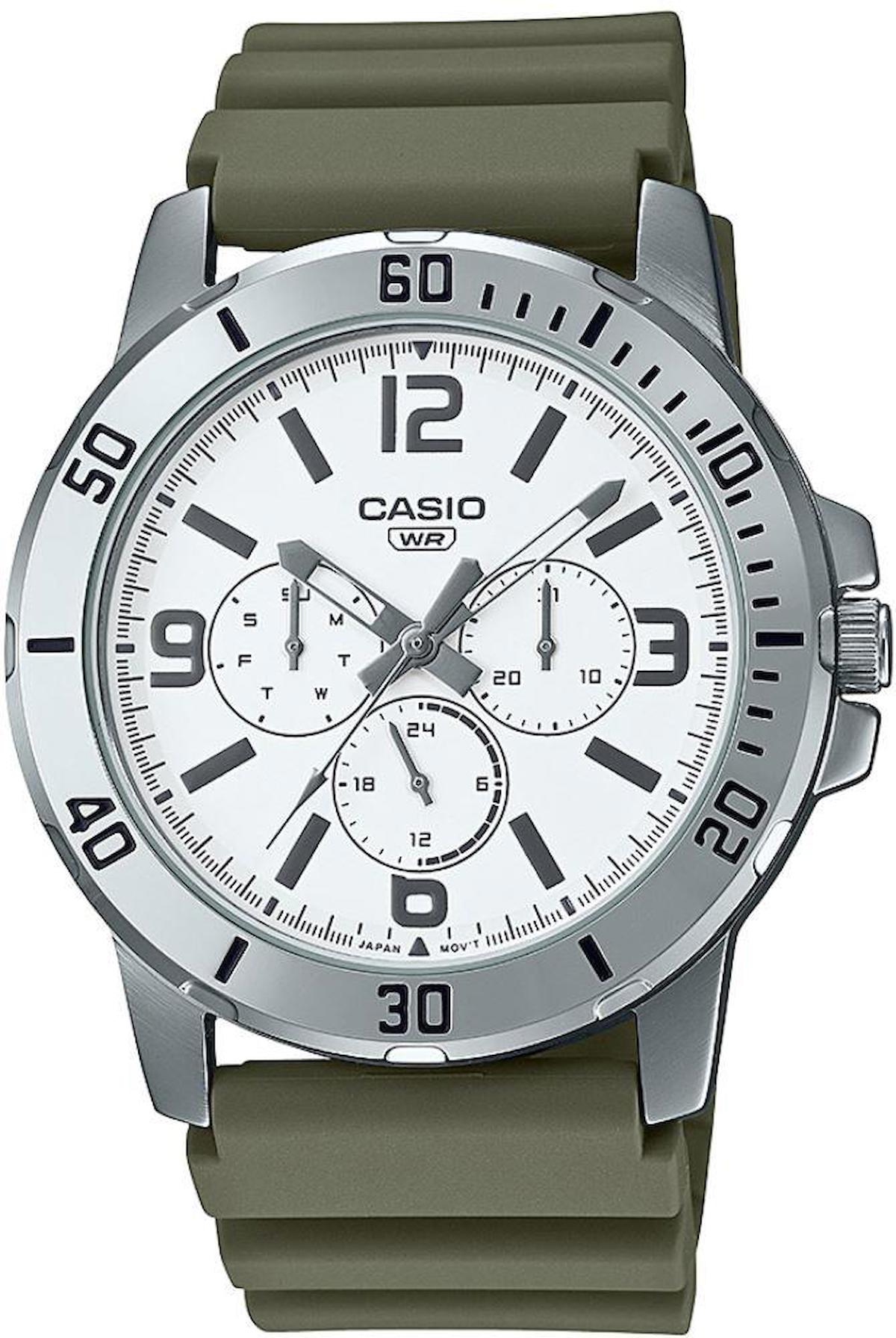 Casio MTP-VD300-3BUDF Takvimli 45 mm Yeşil Çelik Kordon Analog Erkek Kol Saati