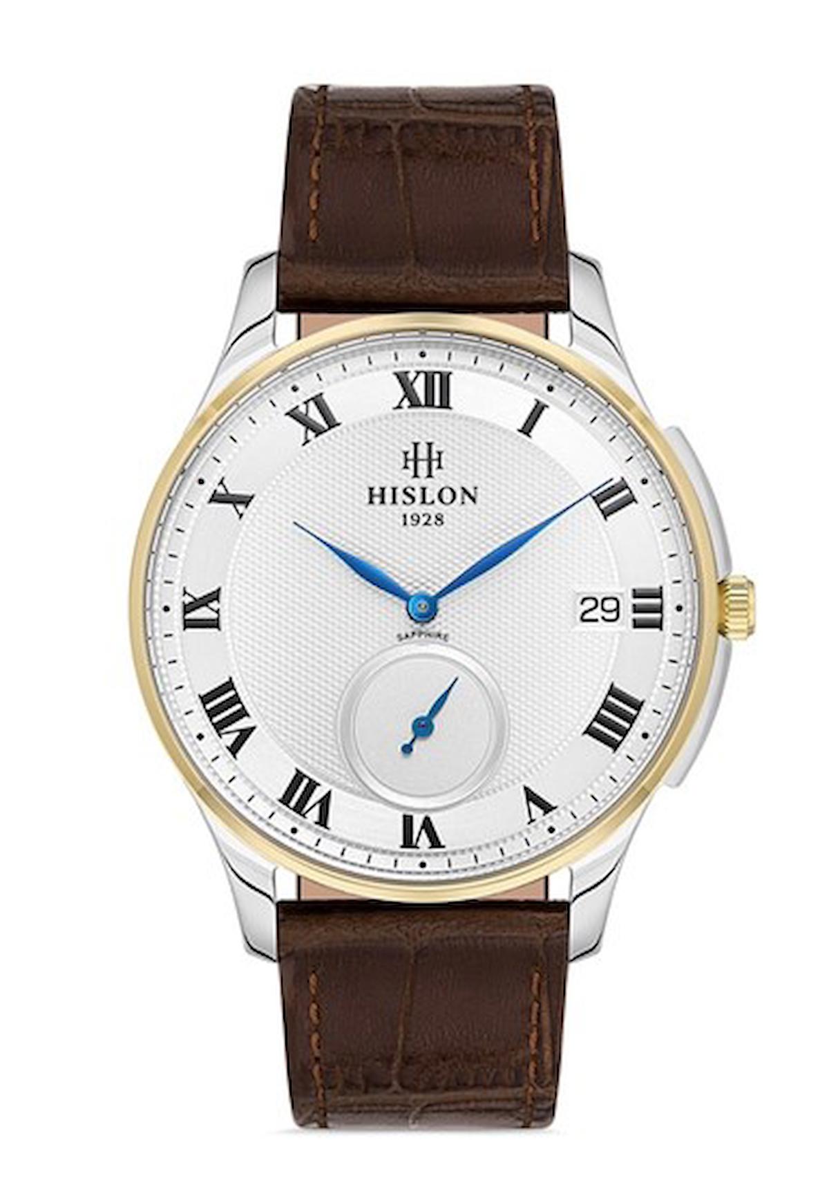 Hislon CL120T-02KG Pusulalı Takvimli 40 mm Kahverengi Deri Kordon Analog Erkek Kol Saati