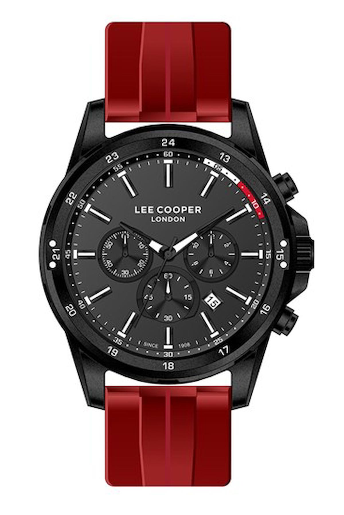Lee Cooper LC07605.658 Takvimli 44 mm Kırmızı Silikon Kordon Analog Kol Saati