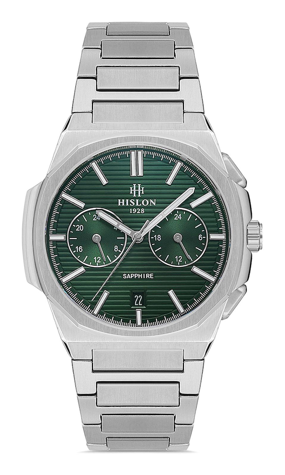 Hislon DT127S-15SS Pusulalı Takvimli 40 mm Çelik Kordon Analog Erkek Kol Saati