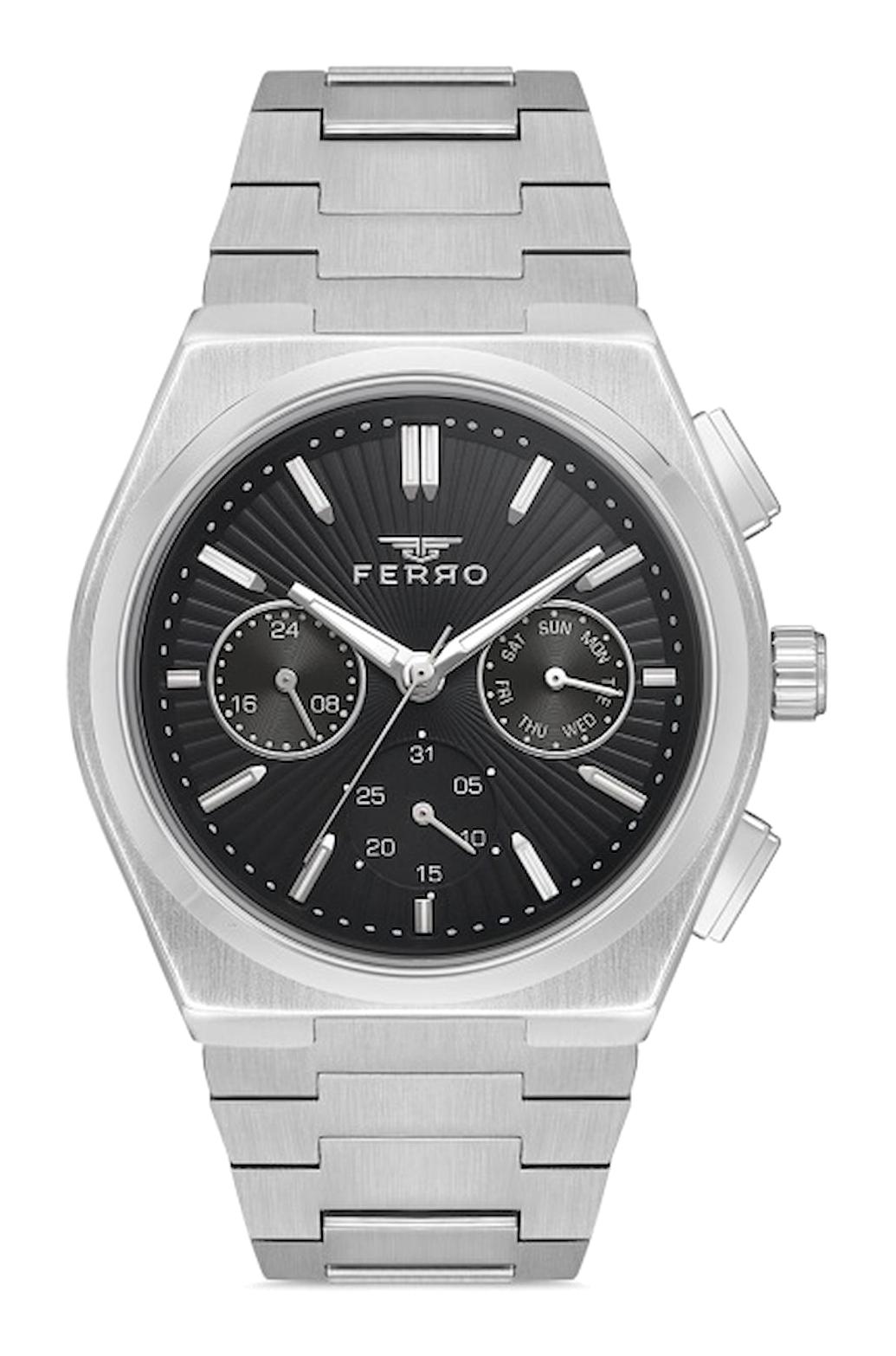 Ferro FM31452A-A2 Takvimli 44 mm Metal Kordon Analog Erkek Kol Saati