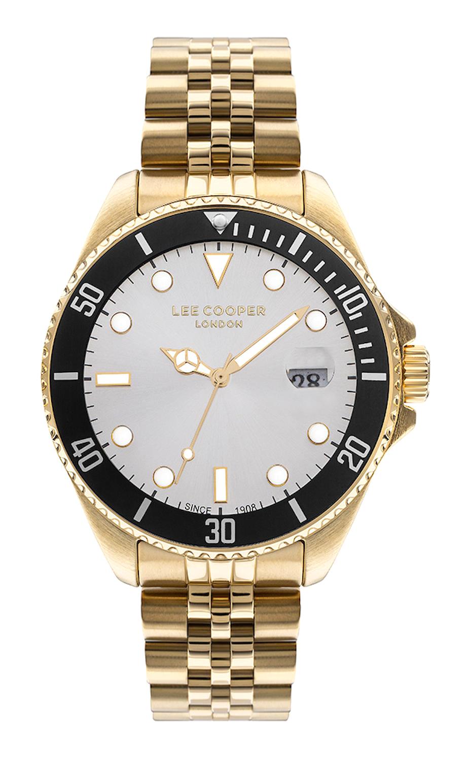 Lee Cooper LC07594.130 Takvimli 44 mm Sarı Plastik Kordon Analog Erkek Kol Saati