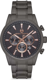 Sergio Tacchini ST.1.10144.5 Takvimli 44 mm Siyah Çelik Kordon Analog Kol Saati
