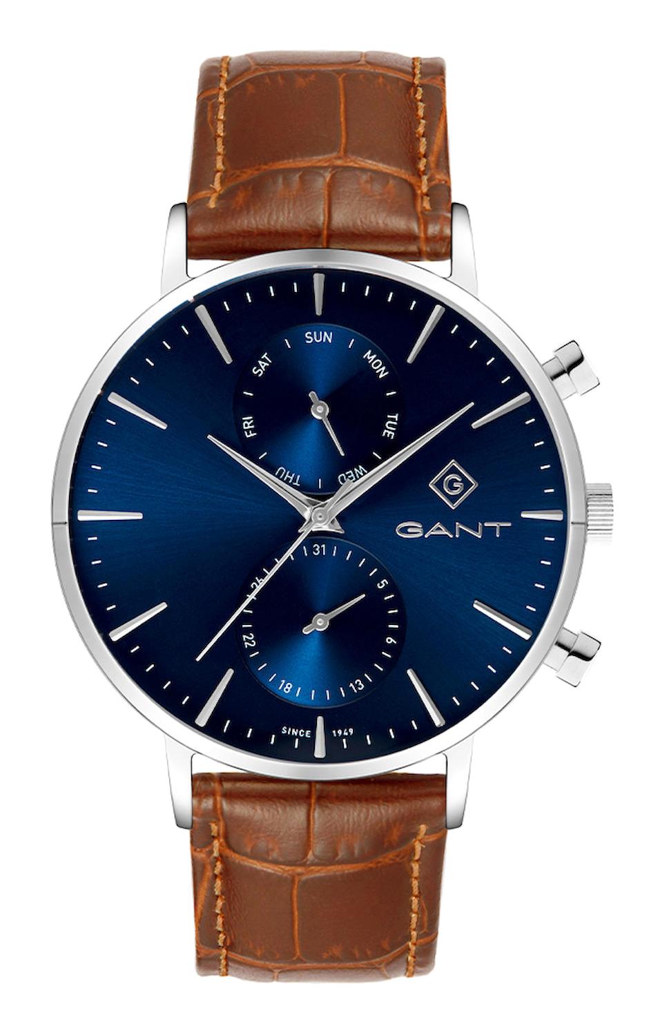 Gant G121019 Takvimli 44 mm Kahverengi Deri Kordon Analog Erkek Kol Saati