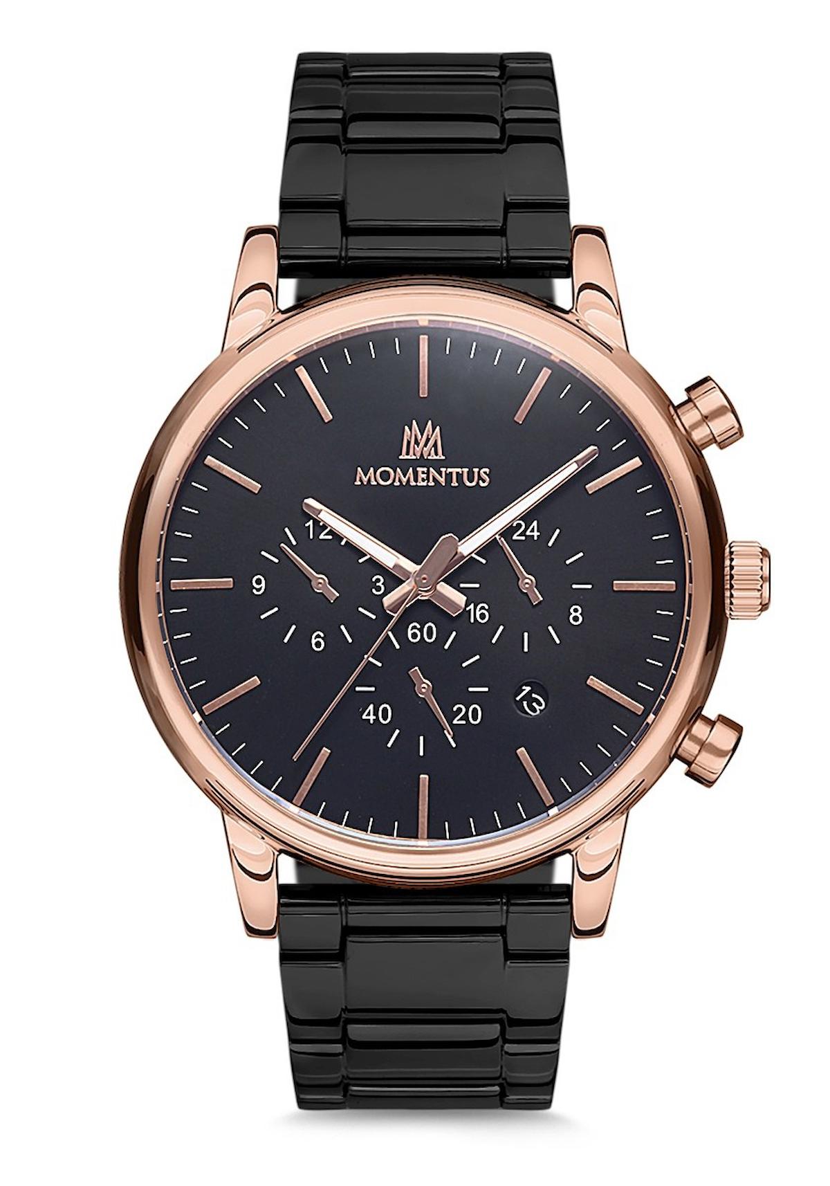 Momentus CC236R-04SR Takvimli 43 mm Siyah Çelik Kordon Analog Erkek Kol Saati