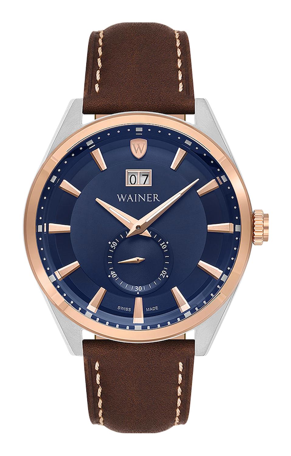 Wainer WA.17100-B Pusulalı 45 mm Kahverengi Deri Kordon Analog Erkek Kol Saati